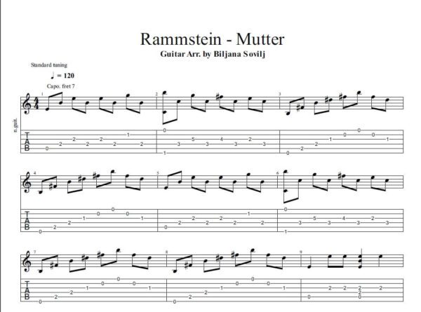 Rammstein - Mutter - Guitar TAB